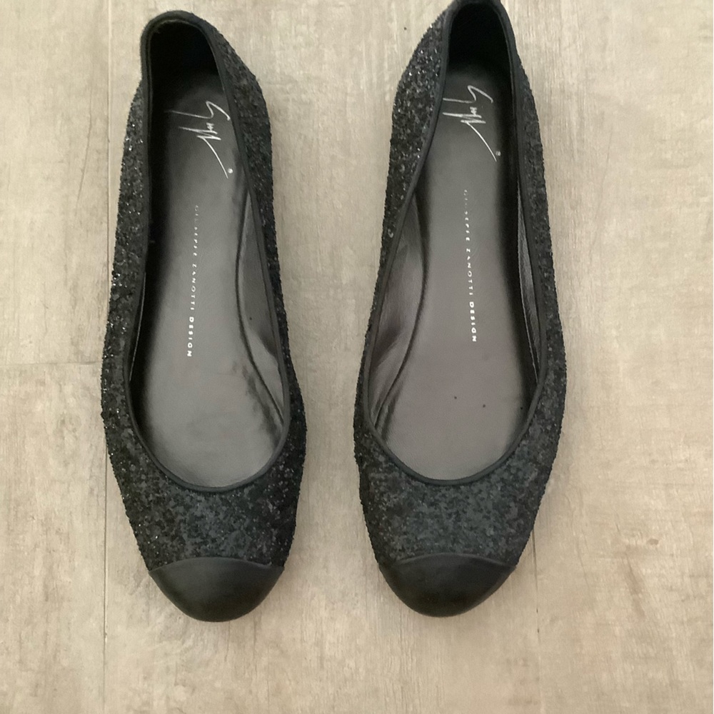 Giuseppe Zanotti black sequin sparkle ballet flats